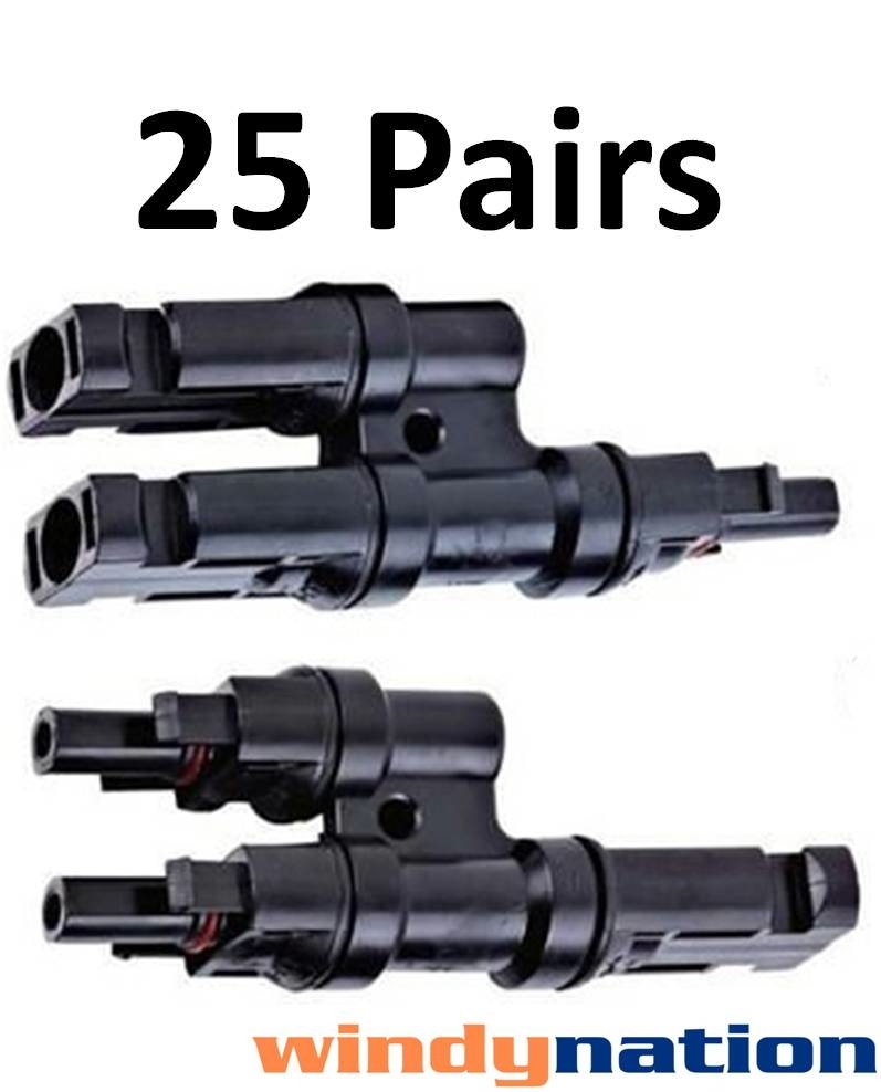 25 Pairs Solar Panel T Branch Connector  Splitter Coupler Compatible