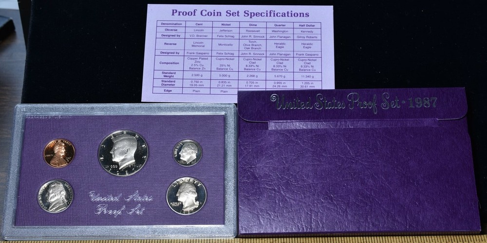 1987-S U.S. Mint Proof Set 5 Coins - Pristine Hand Picked Set