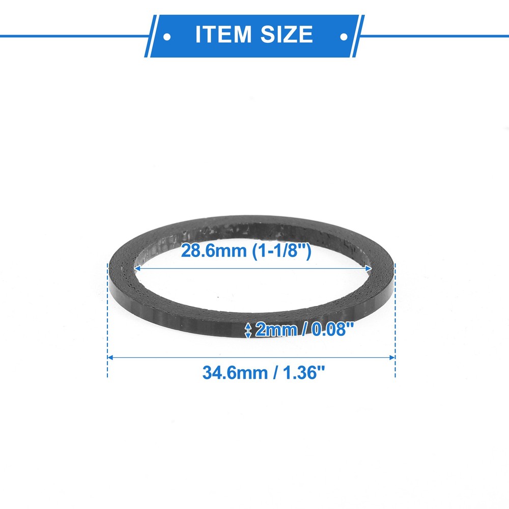 Handlebar Spacers 2mm 28.6mm 1-1/8" Black 2pcs