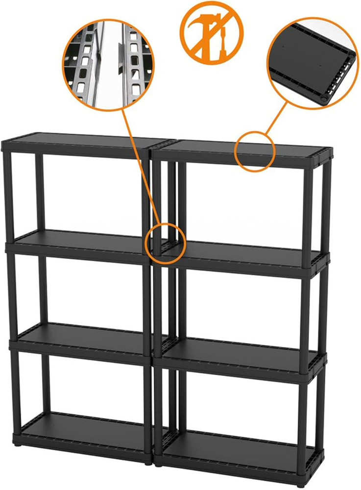 4 Shelf Fixed Height Solid Light Duty Storage Unit 24 x 12 x 48" Organizer Syste