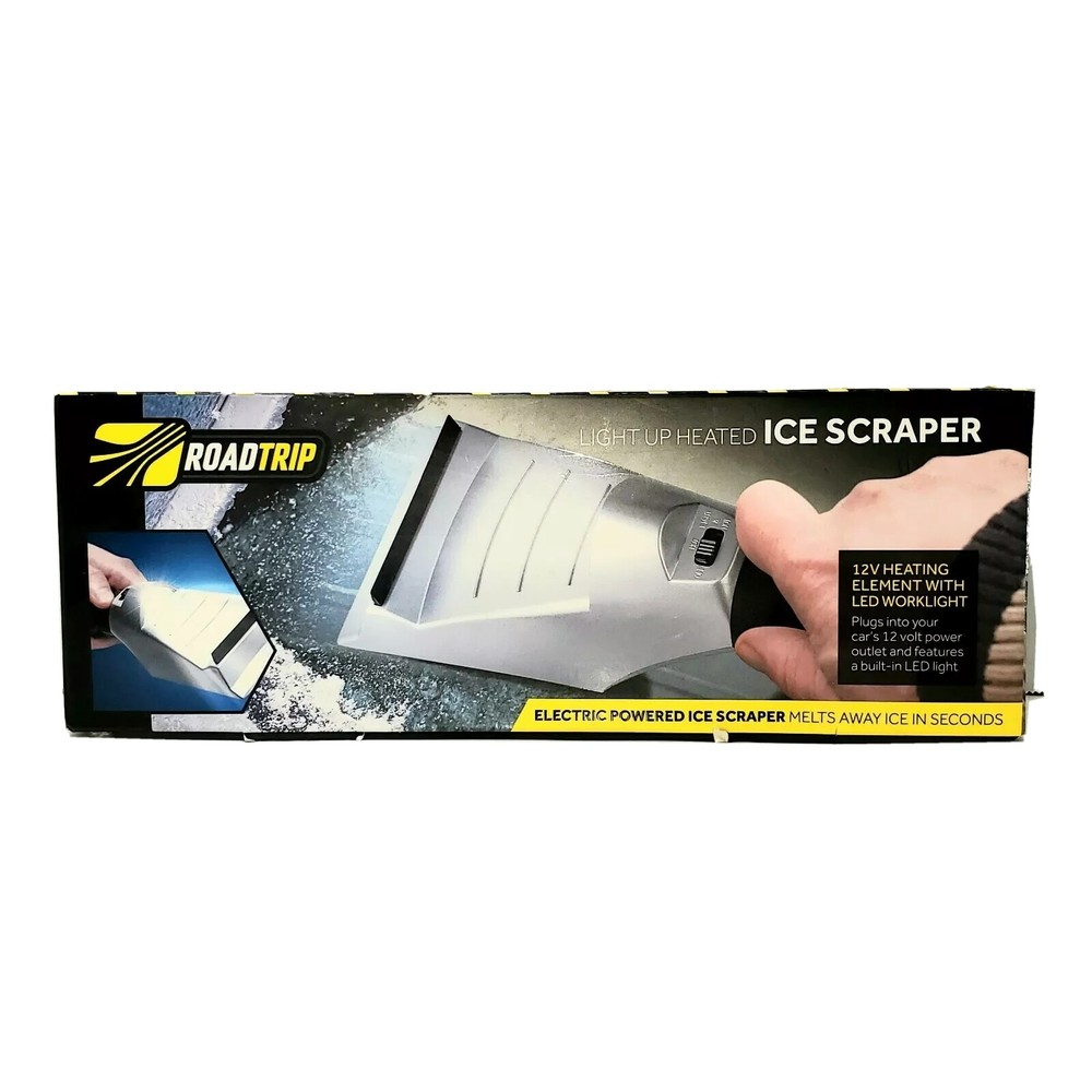 RoadTrip Windshield Ice Scraper Heated, LED Lighted, 12 Volt Adapter, 15 Ft Cord