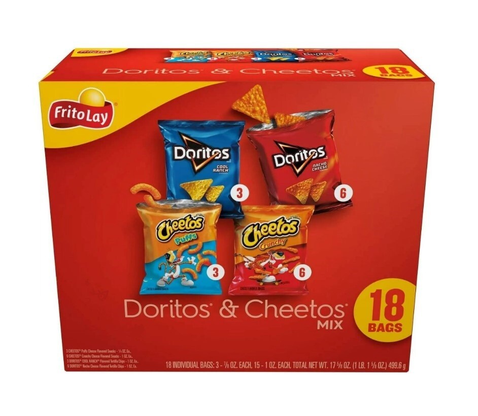 Frito-Lay Doritos & Cheetos Snack Chips Variety Pack, 18 Count Multipack
