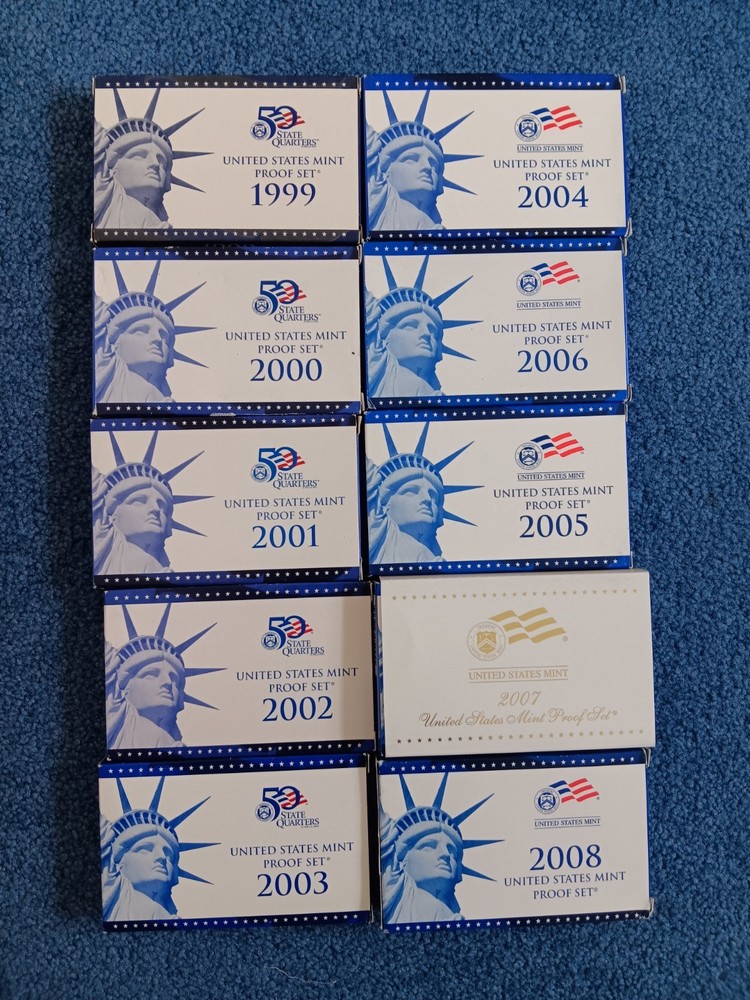PROOF SETS 1999-2008  OGP  10 SETS