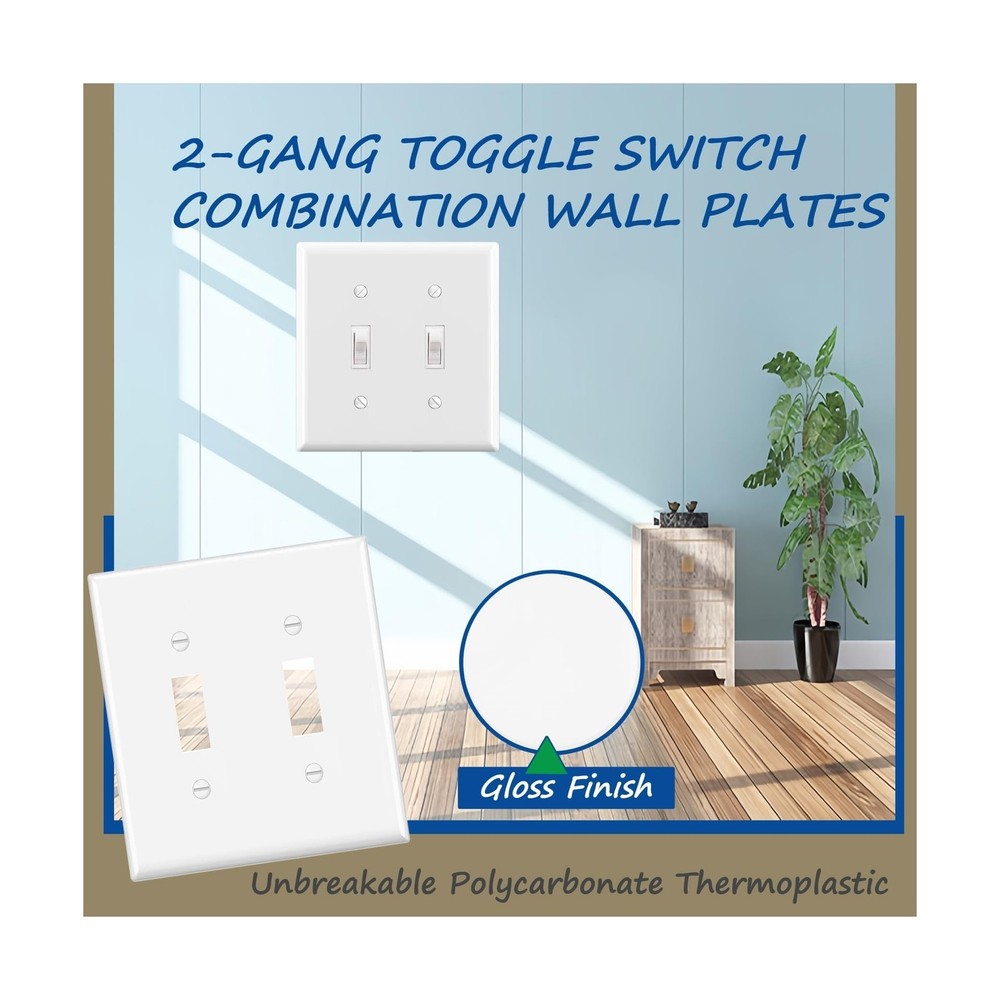 2-Gang Toggle Light Switch Wall Plate,Double Switch Wall Plates, Light Switch...