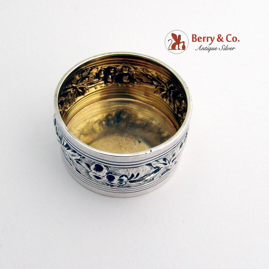 Floral Repousse Salt Dish Whiting Sterling Silver 1880