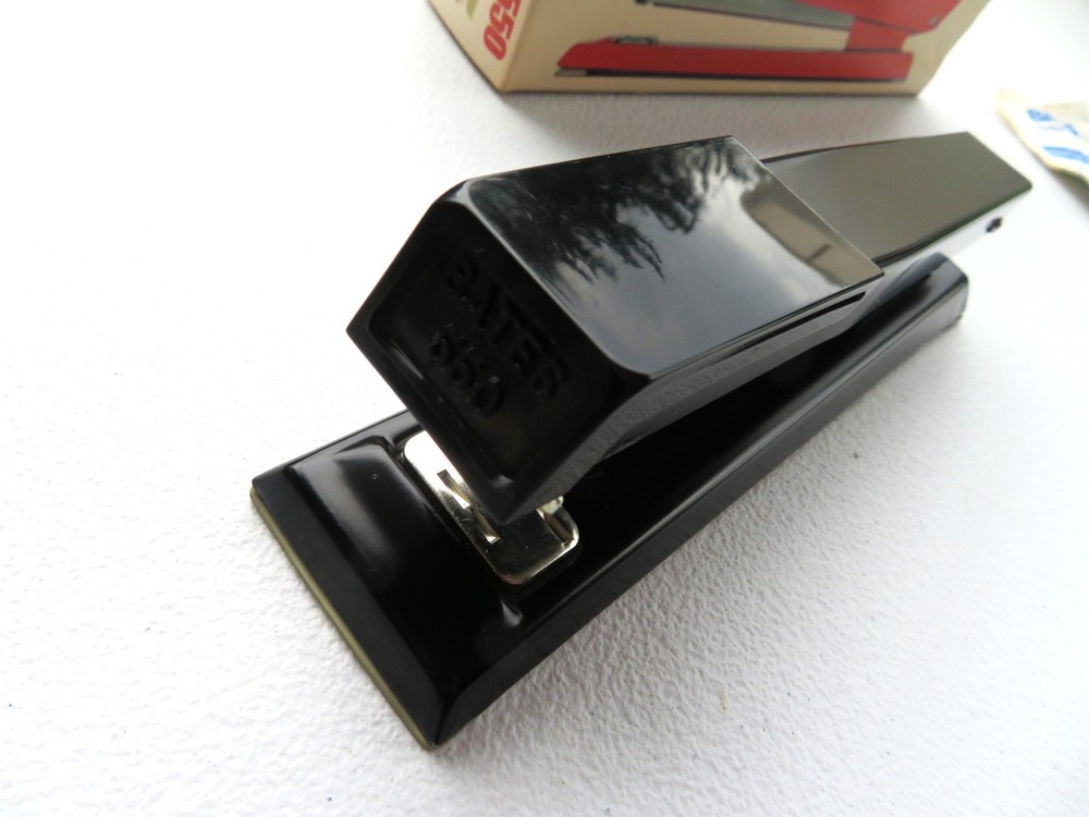 Vintage Bates 550 Black Stapler w/ Box