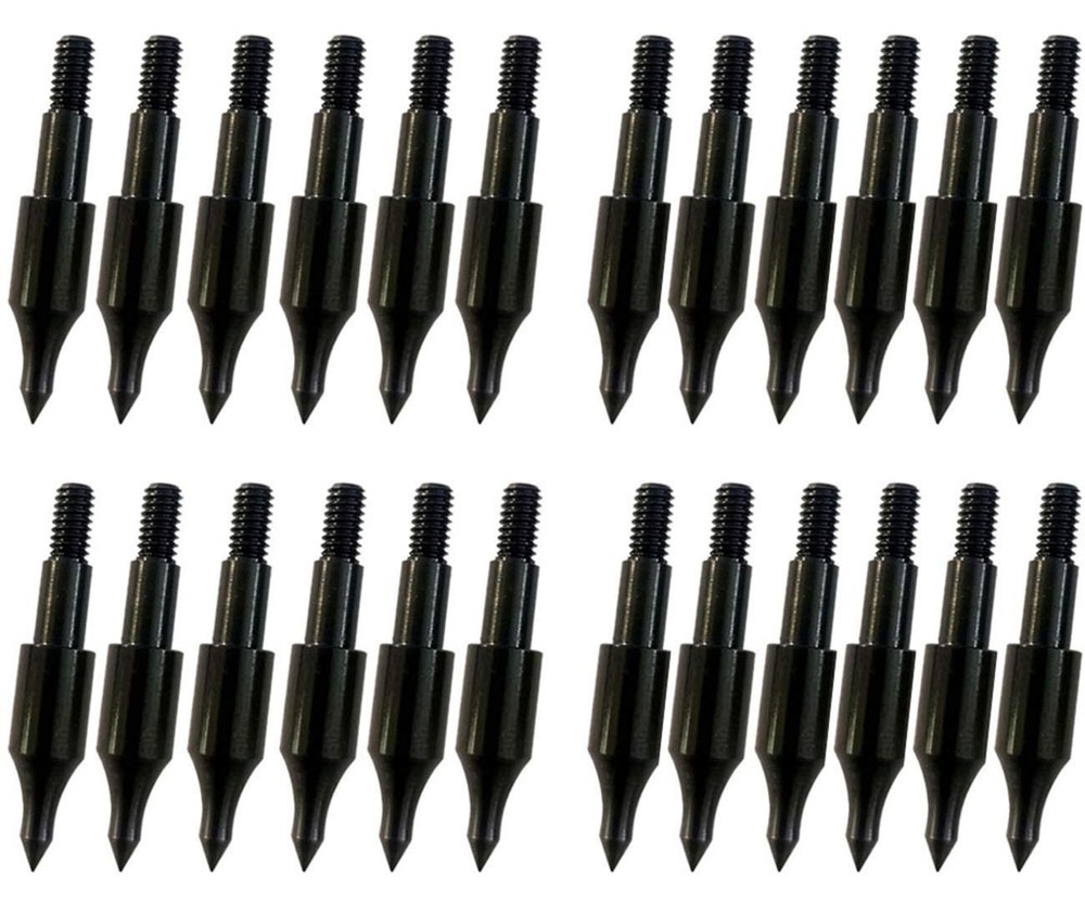 PTOUGE 24 Pcs Steel 100 Grain Archery Arrow Field Points Tips -...