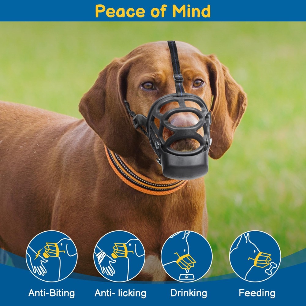 Basket Muzzle for Large Dogs, Humane Muzzle to Prevent Biting and Scavenging,...