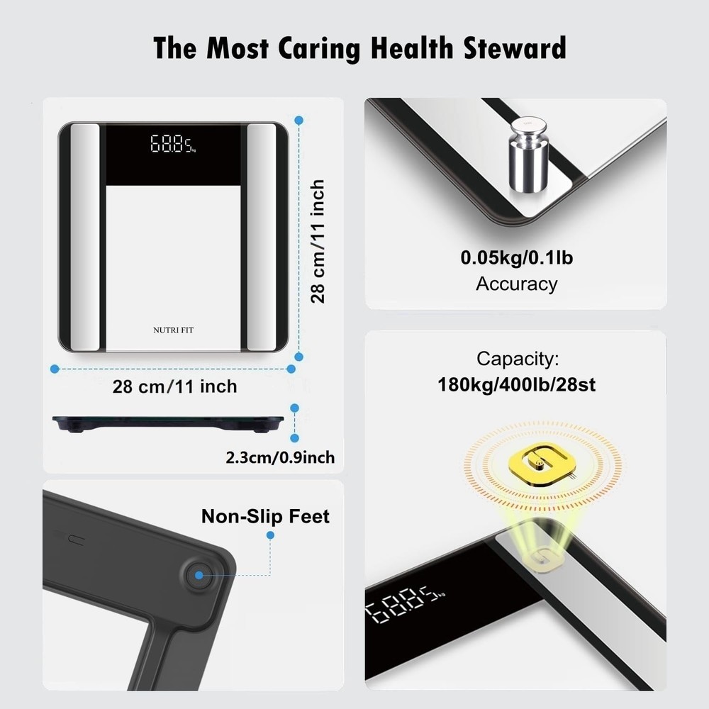 Smart Bluetooth Scale: 17 Metrics Body Composition Analyzer for Health Tracking