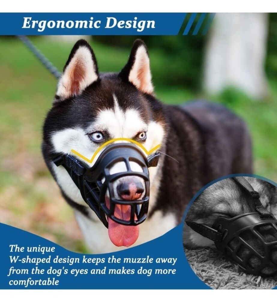 BARKLESS Dog Muzzle, Basket Muzzle for Biting, Chewing and Scavenging, Humane Ca