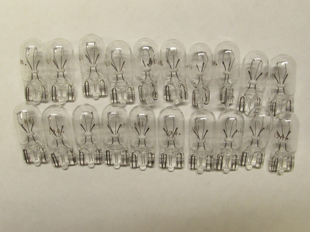 20 Clear Light Bulbs 194 5W 12V for Turn Signal & Side Marker Light