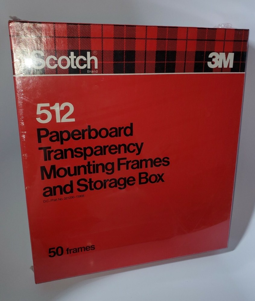 Scotch 3M 512 Paperboard Transparency Mounting Frames & Storage Box - 50 Frames!