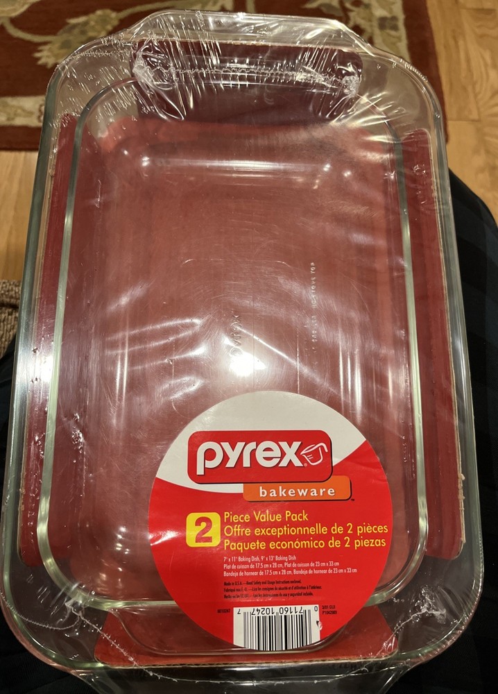 Pyrex Bakeware 2 Piece Value Pack, 7” x 11” & 9” x 13”, New