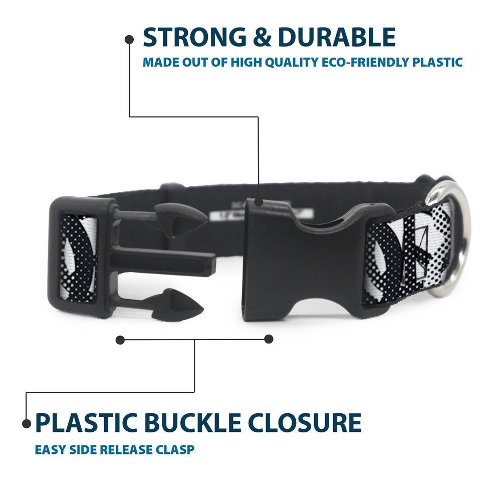 Plastic Clip Collar Peace Dots White/Black Medium 11-16.5"
