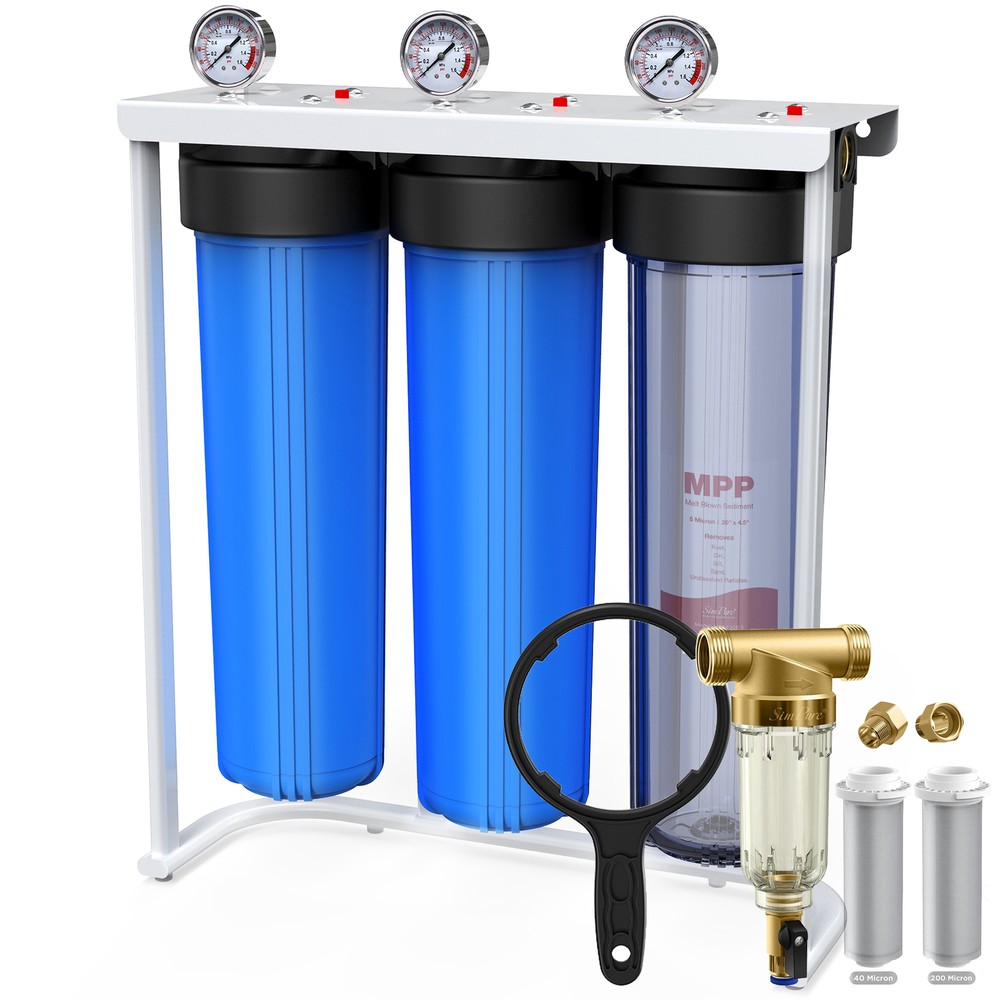 4-Stage 20x4.5" Big Blue Spin Down Sediment CTO Whole House Water Filter System