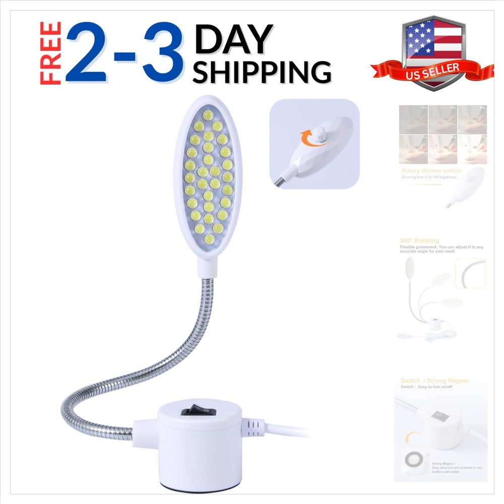 Sewing Machine Light with Rotation and Dimmable, Portable Work Light with Fle...