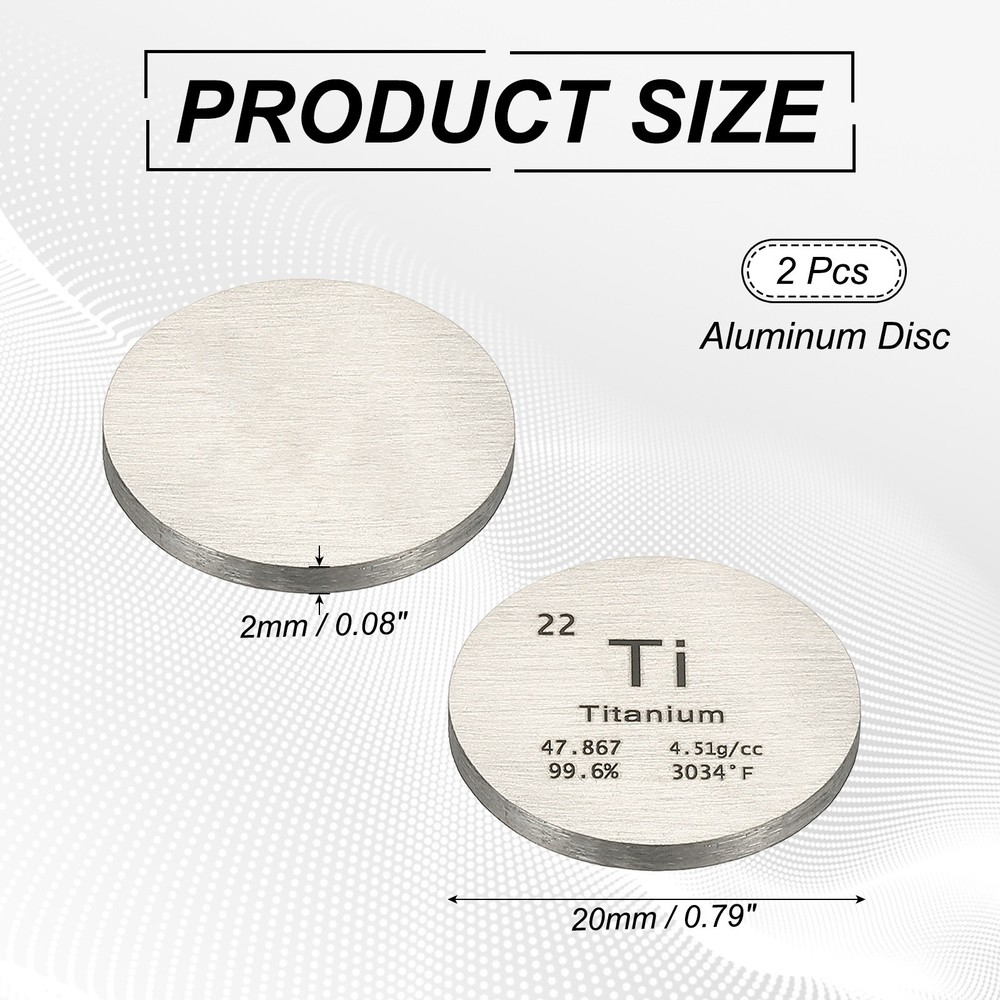 2Pcs Titanium Disc 0.8" Ti Density Circle Sheets Plates for Collections
