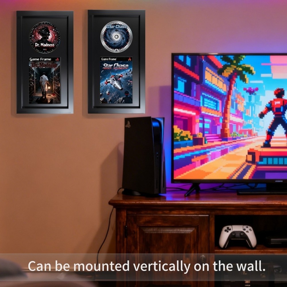 Video Game Display Frame for PS2 Game Case and Disc, Room Decor