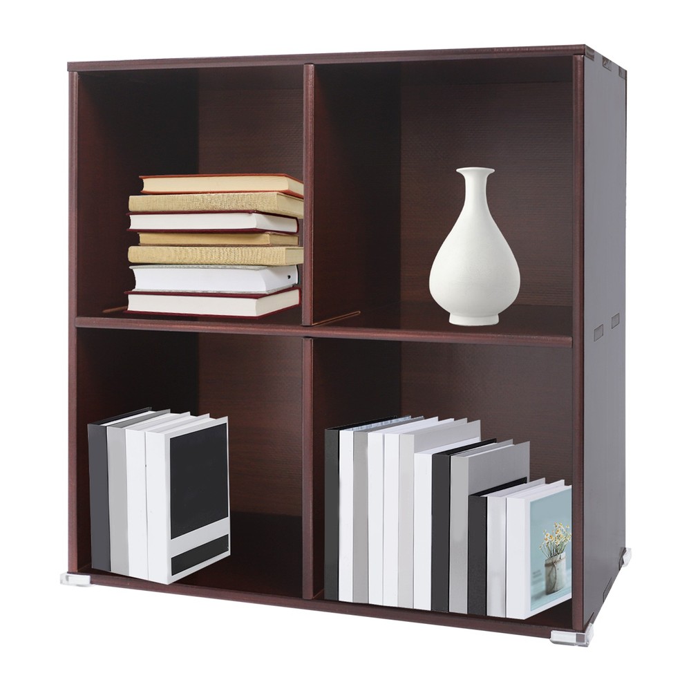 Solid Wood Bookshelf with Compartments Floor-Standing Solid Wood Cube Bookcase
