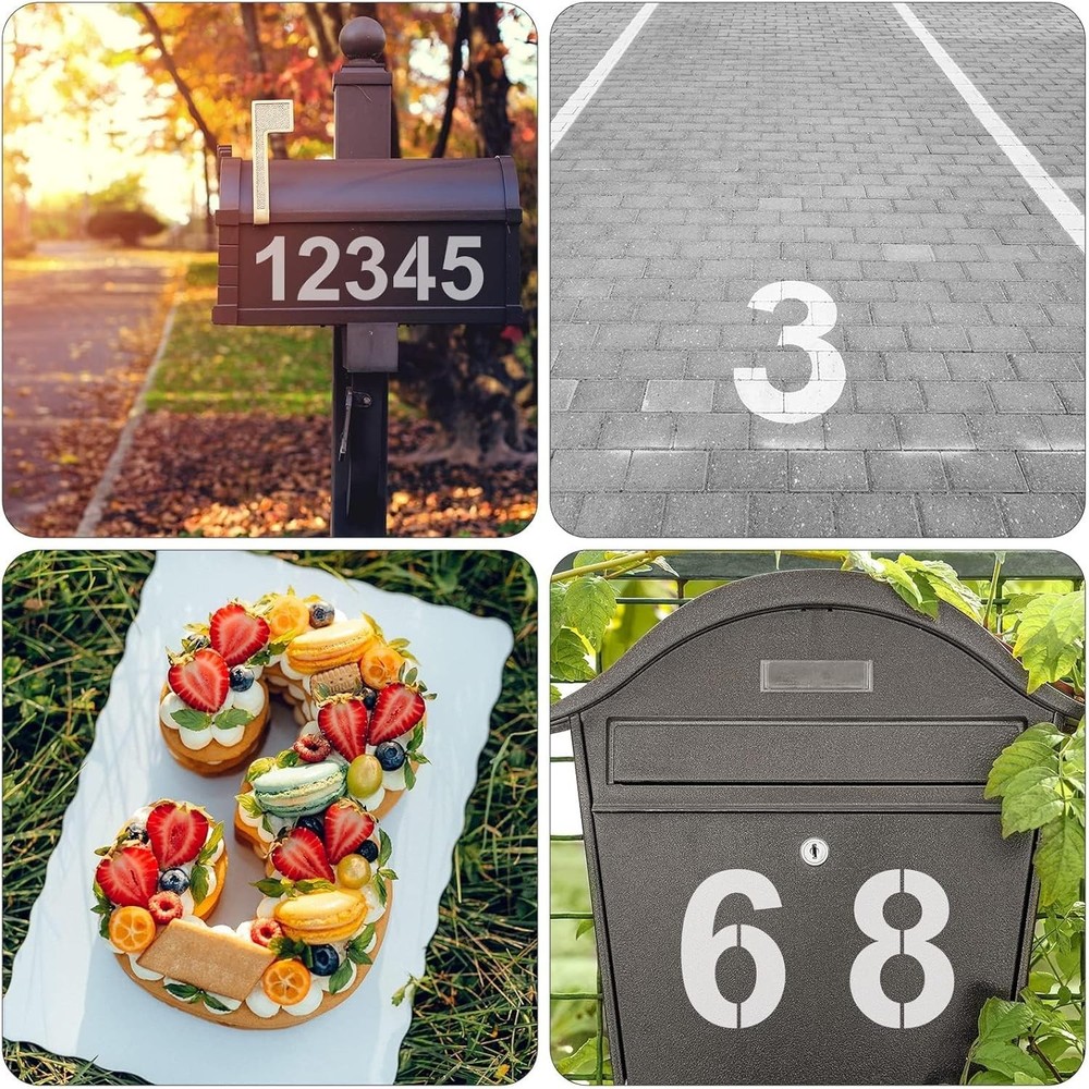 4-Inch Reusable Plastic Number Stencils for Creative DIY Projects
