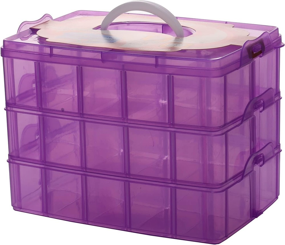 Stylish Purple Stackable Organizer for Crafts with Adjustable Compartment Sizes