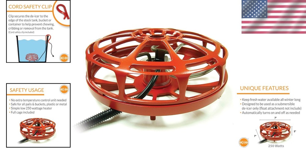 Automatic Submersible Bucket Deicer - Keeps Water Ice-Free for Birds & Animals