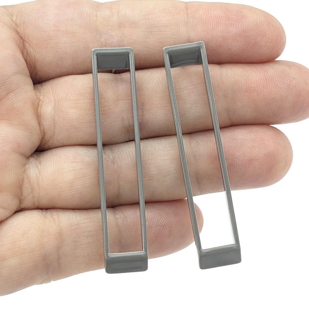 Vintage Rectangular Stud Earrings Gray | Long Geometric Modern Earrings Edgy