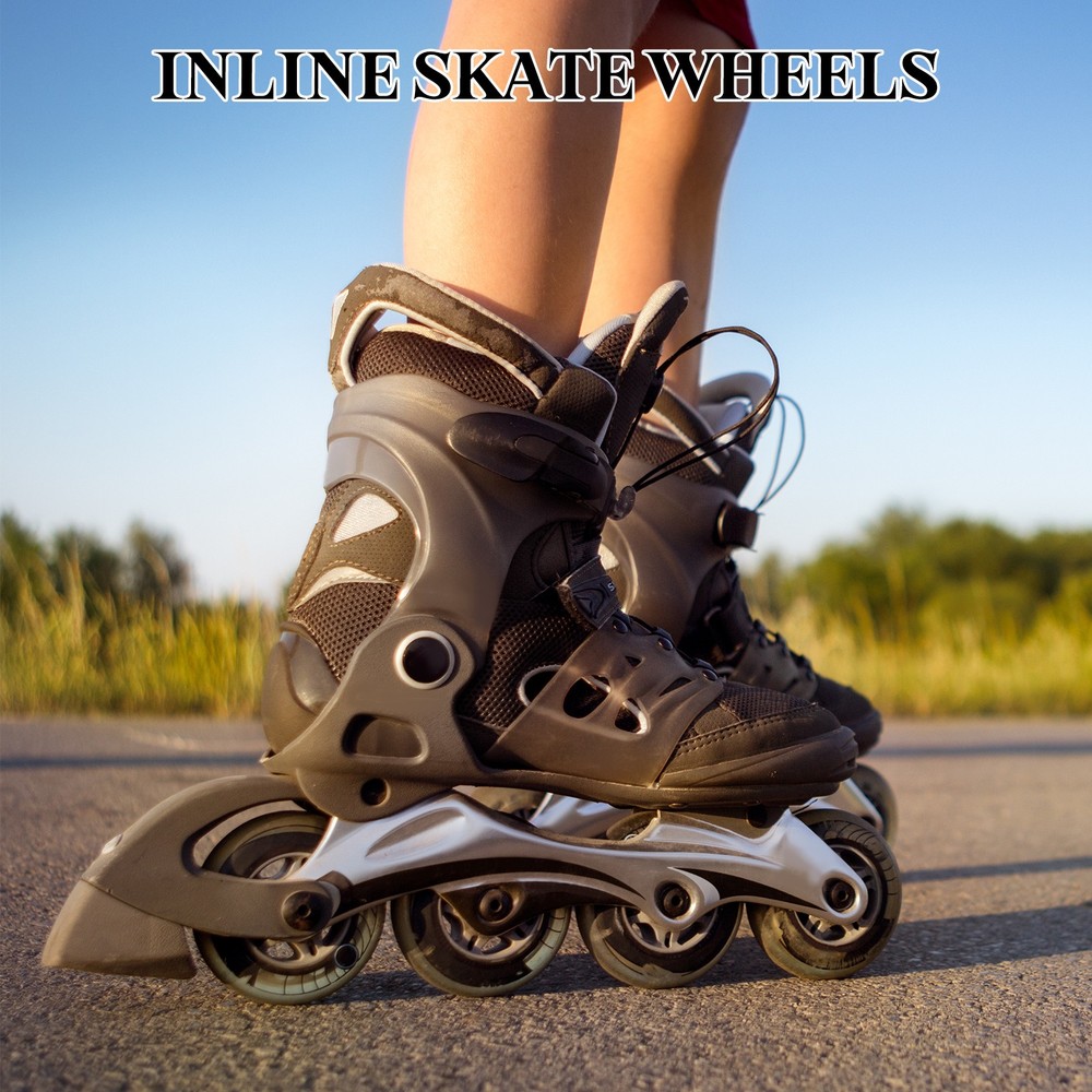 Inline Skate Wheels with Bearings, Roller Skate Wheel (68mm, 8Pack, Black)