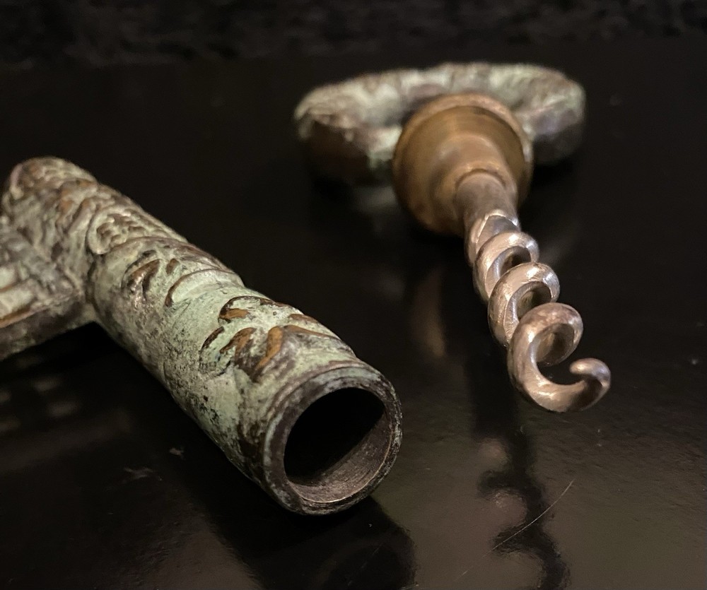 1950’s Solid Brass Corkscrew/ Bottle Opener Skeleton Key. Marked Made In GERMANY
