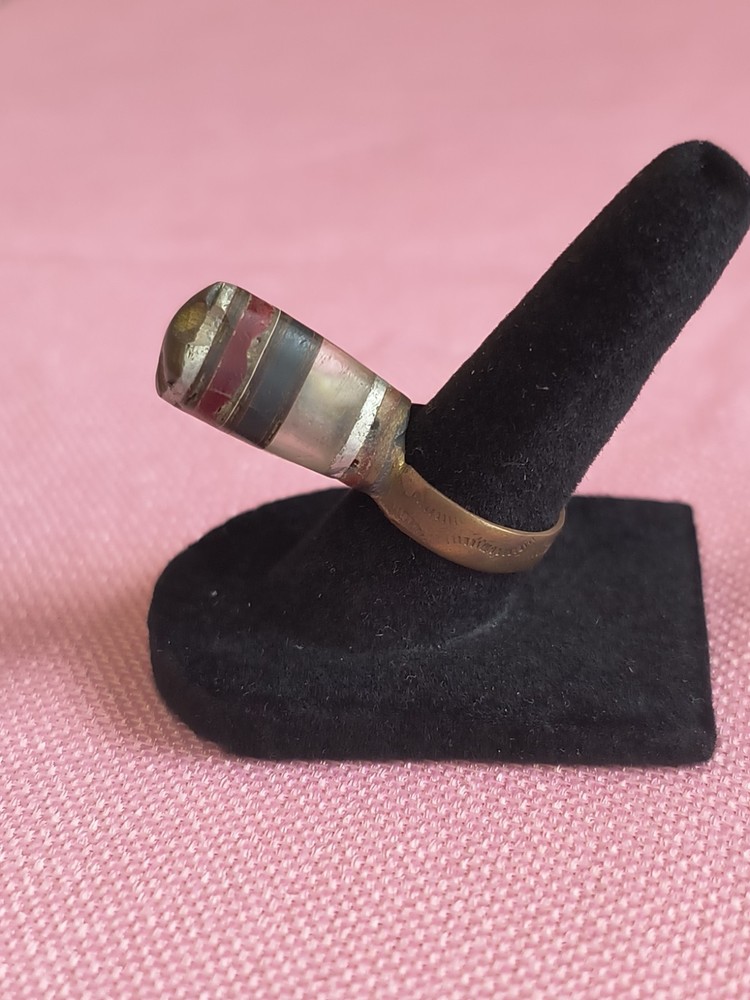 Handmade Unique Dome Ring From Uganda Black Red Silver