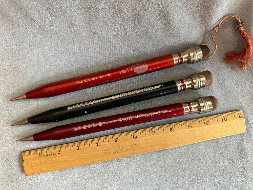 Three Vintage Large Mechanical Pencils