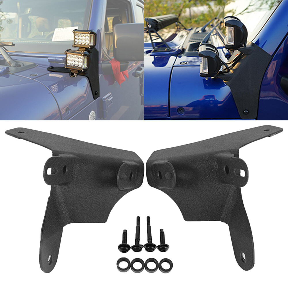 Pair Dual A-Pillar LED Work Light Mounting Bracket for 18-24 Jeep Wrangler JL