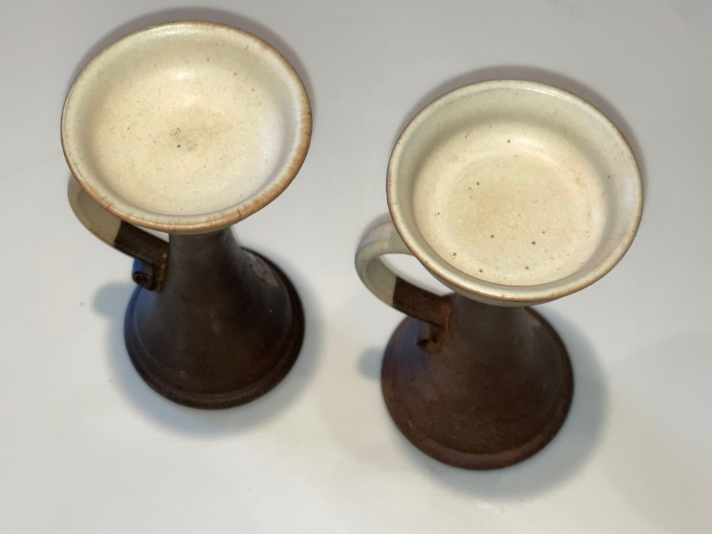 Jack O'Patsy JOP Ireland Studio Pottery Celtic Spiral Votive Candle Holders EUC