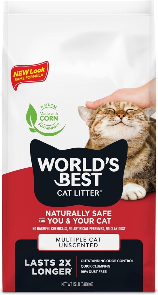 Multiple Cat Unscented 15-Pounds Natural Ingredients Quick Clumping Flushable