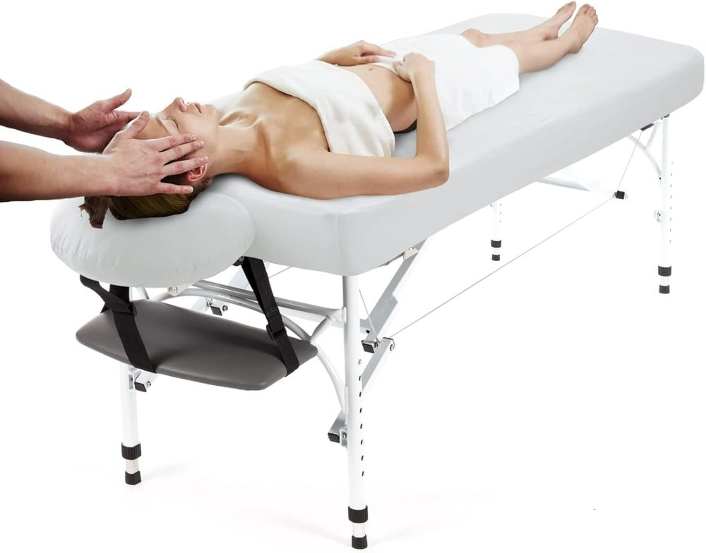 2-Pcs Waterproof Massage Table Sheet Set Ultra Soft with Face Cover 36×77 White