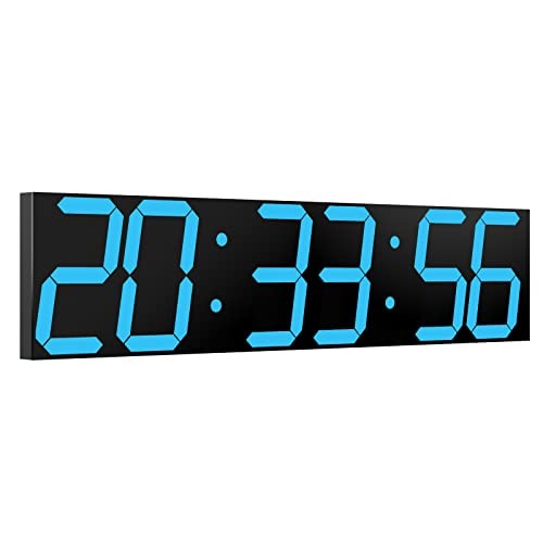 Digital Wall Clock, Oversize Led Digital Clock Large Display with Auto Ice Blue