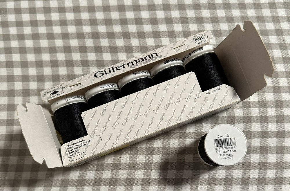 Gutermann Thread - Polyester - Black 010 - Multiple Sizes - 250yd, 500yd, 1000yd