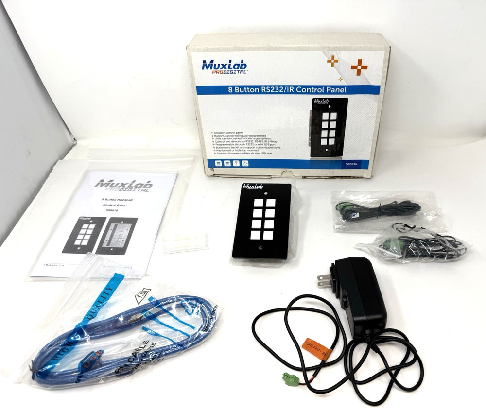 MuxLab 8-Button RS232 / IR Control Panel Model 500816 ~ Untested