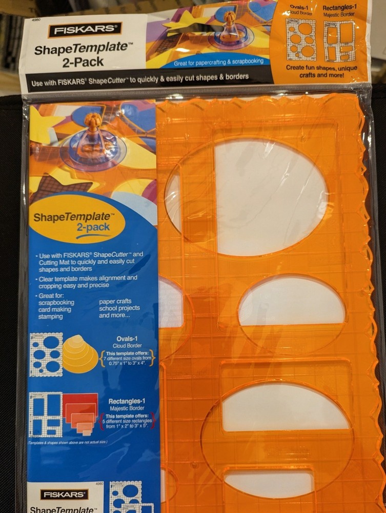 Fiskars Shape Template 2-Pack, Ovals & Rectangles, New