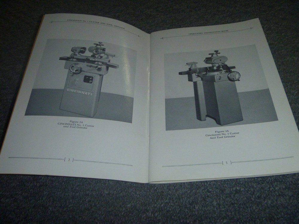 Cincinnati No. 1 Cutter & Tool Grinder Owner Operator Instruction Manual xz