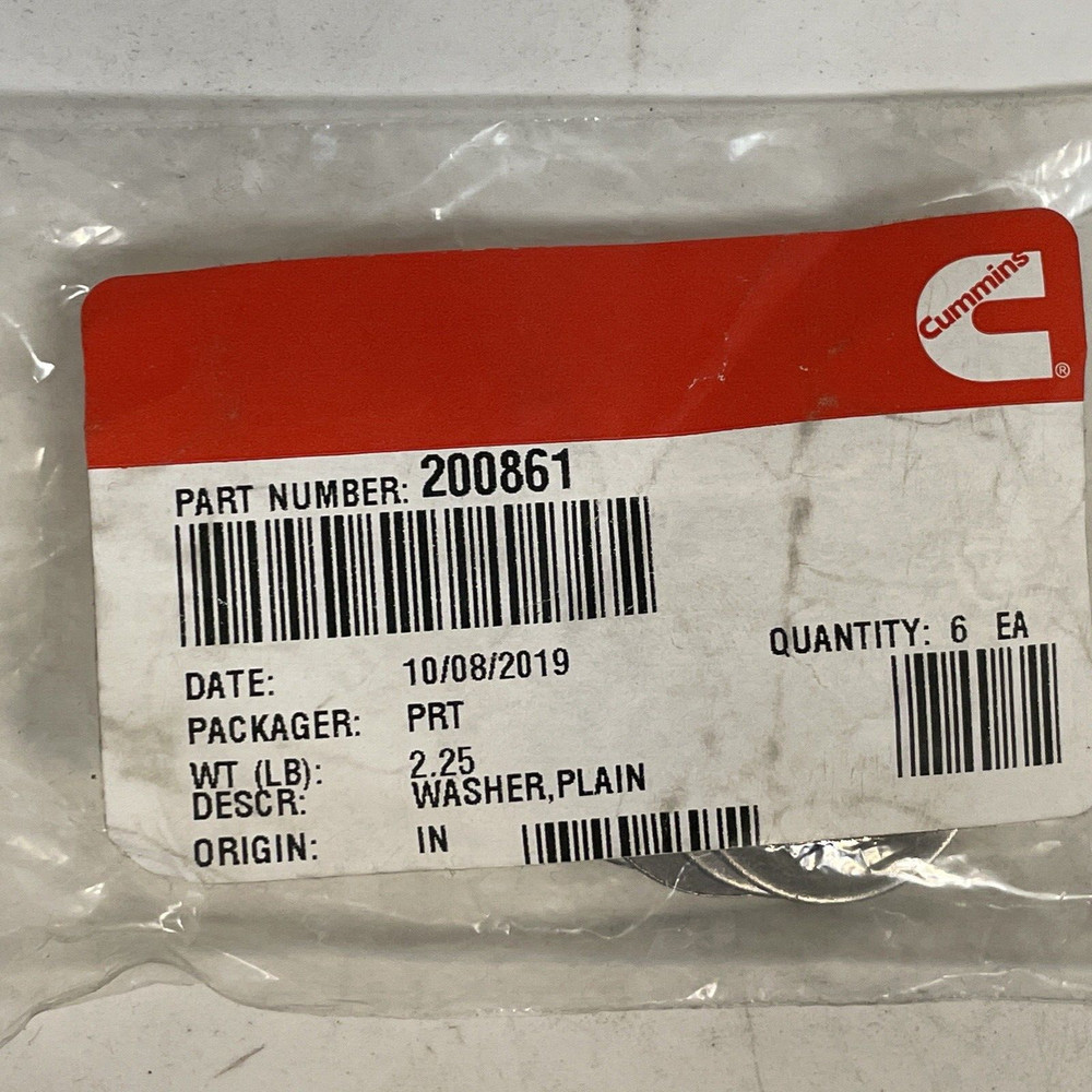 200861 CUMMINS PLAIN WASHER (EACH)