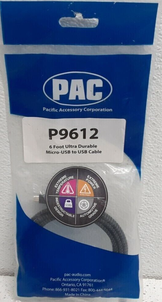 (NEW) PAC P9612 6' USB Type A-to-Micro USB Device Cable - Black
