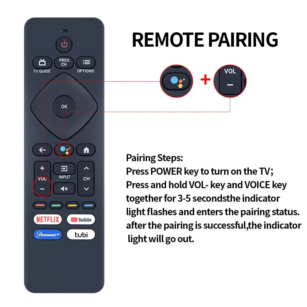 Original Philips S4X-RF439A Android TV Remote Netflix-Youtube-Paramount+-Tubi !!
