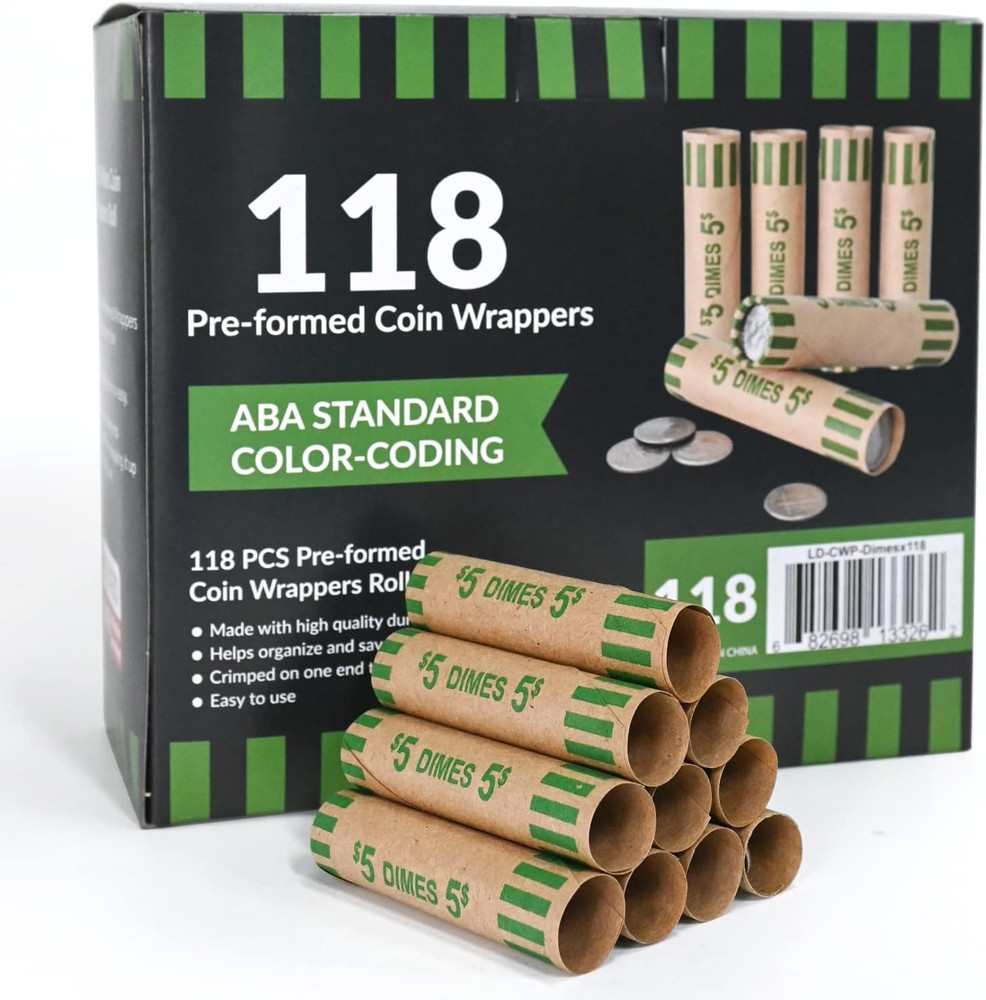 118 Preformed Coin Wrappers for Dimes Rolls
