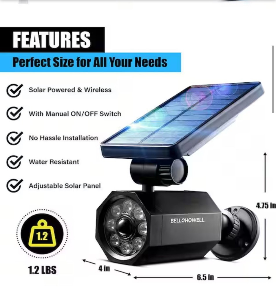 Bell & Howell Bionic Spotlight Solar Powered Security Spotlight