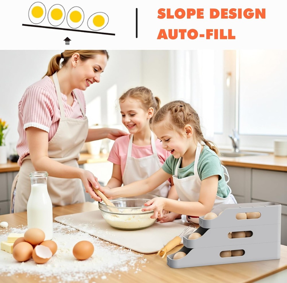 Li&Zhao Rolling Egg Dispenser Refrigerator Automatic Egg Holder Fridge Space