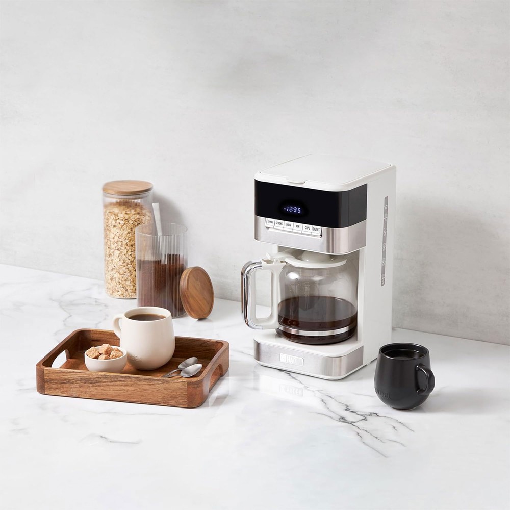 Haden Quintessential 12 Cup Programmable Digital Coffee Maker, Ivory/Chrome
