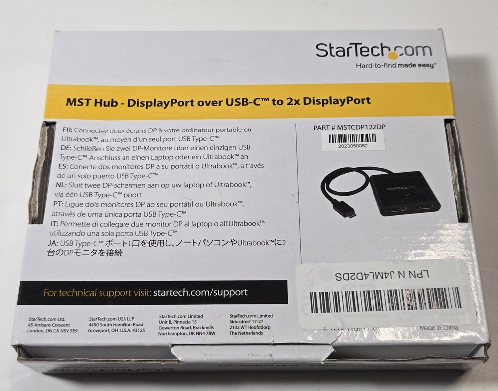 Startech.com MSTCDP122DP MST Hub DisplayPort over USB-C to 2x DP