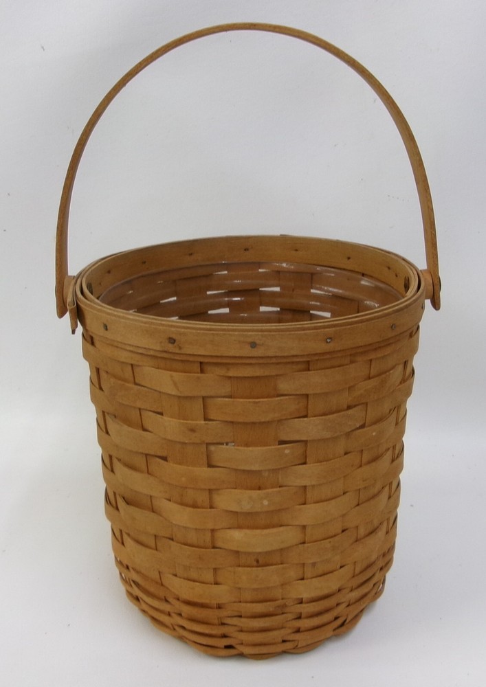 Longaberger 1995 Tall Fruit Basket & Protector Insert Handwoven with Handle