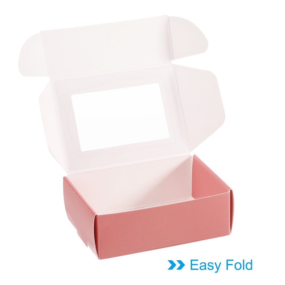 30 Pack 3.5"x2.5"x1" Paper Soap Box with Window Soap Boxes Rectangle Pink